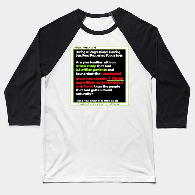 COVID RAND PAUL QUOTE QUESTIONS FROM THE UNITED STATES OF COVIDUM WAIT WHAT Baseball T-Shirt by KathyNoNoise